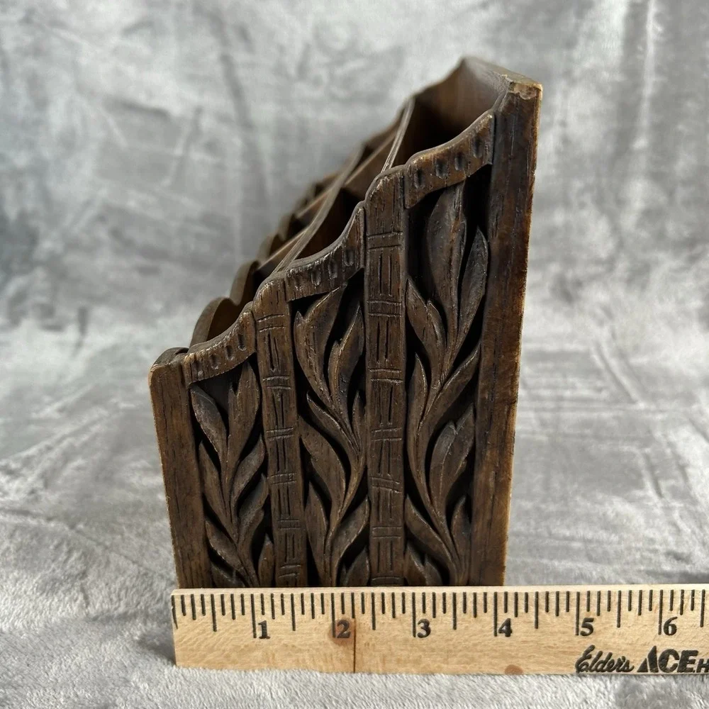 Vintage Lerner Faux-Wood‎ Letter Holder Desk Top Organizer Boho Chic Cottagecore